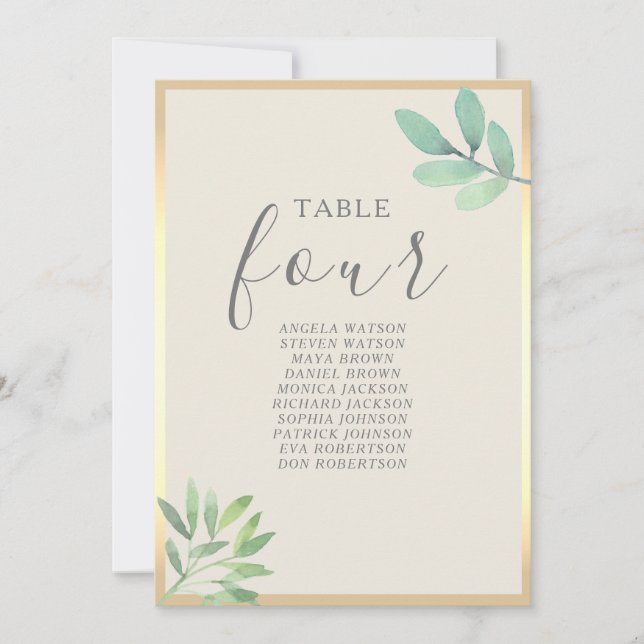 Greenery Gold Wedding Seating Chart (Front)