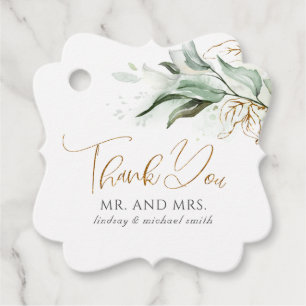 Greenery Gold Wedding Thank You Favour Tags