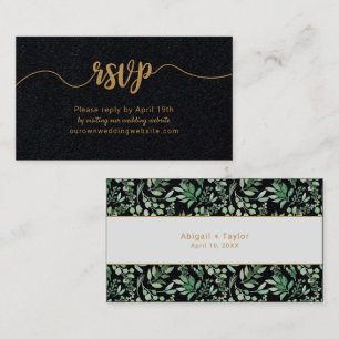 Greenery + Gold wedding website rsvp online card