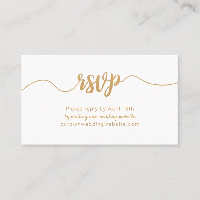Greenery + Gold wedding website rsvp online card (Front)