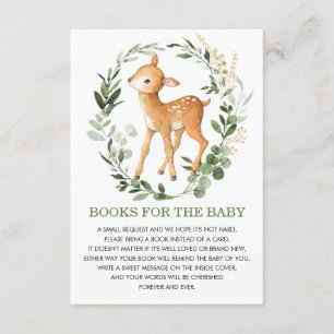 Greenery Gold Woodland Deer Books for Baby Library Enclosure Card