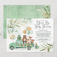 Greenery Gold Woodland Drive Through Baby Shower