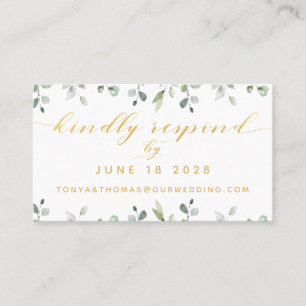 Greenery & Gold Writing Wedding Online RSVP Card