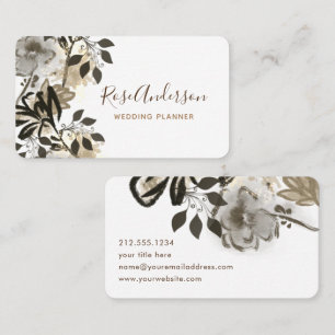 Greenery Golden Botanical Floral Typography Business Card