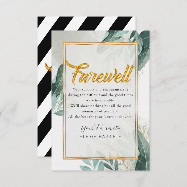 Greenery Goodbye coworker farewell card (Front/Back)