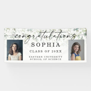 Greenery Graduation Photo Congratulations Banner