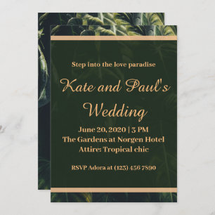 Greenery Green and Gold Geometric Rustic Wedding  Card