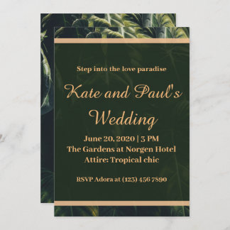Greenery Green and Gold Geometric Rustic Wedding  Card