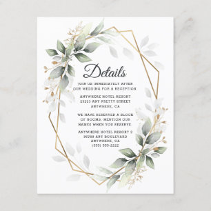 Greenery Green and Gold Geometric Rustic Wedding Enclosure Card