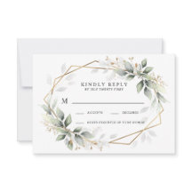 Greenery Green and Gold Geometric Rustic Wedding