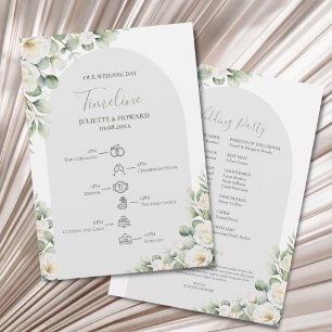 Greenery Green Floral Botanical Wedding Timeline Programme