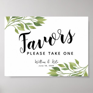 greenery green leaf Favours party or wedding sign