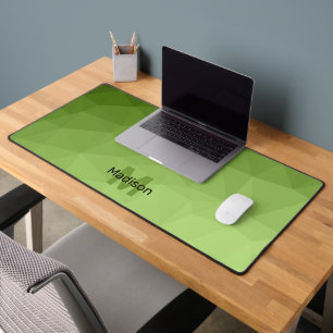 Greenery green ombre geometric mesh Monogram Desk Mat