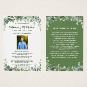 Greenery Green Photo Funeral Memorial Bookmark