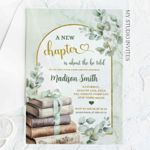 Greenery Green Sage Storybook Theme Baby Shower Acrylic Invitations