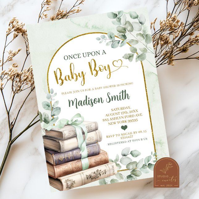 Greenery Green Sage Storybook Theme Baby Shower Invitation (Creator Uploaded)