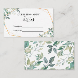 Greenery Guess How Many Kisses Bridal Shower Game Enclosure Card