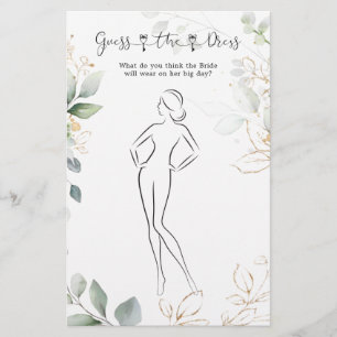 Greenery Guess The Dress Bridal Shower Game Flyer