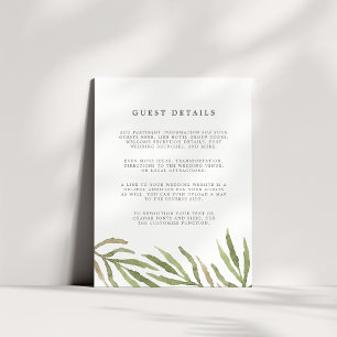 Greenery Guest Details Enclosure Card