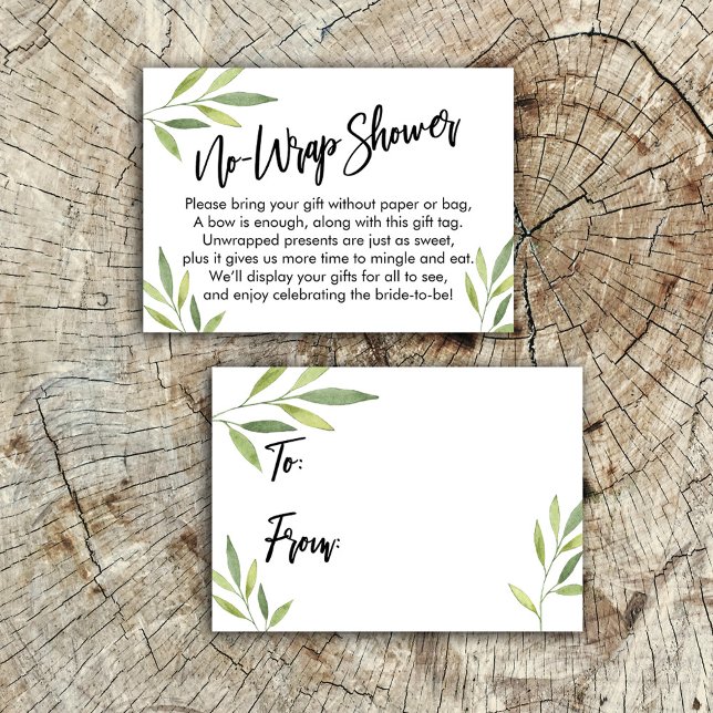 Greenery Handwriting No Wrap Bridal Shower Enclosure Card (Creator Uploaded)