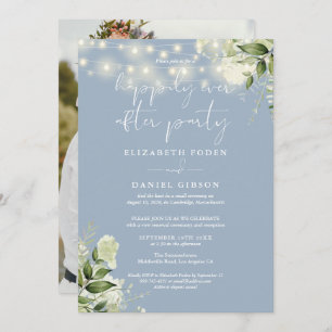 Greenery Happily Ever After Eloped Wedding Photo Invitation