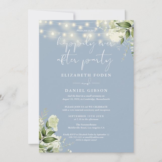 Greenery Happily Ever After Party Wedding Vows Invitation (Front)