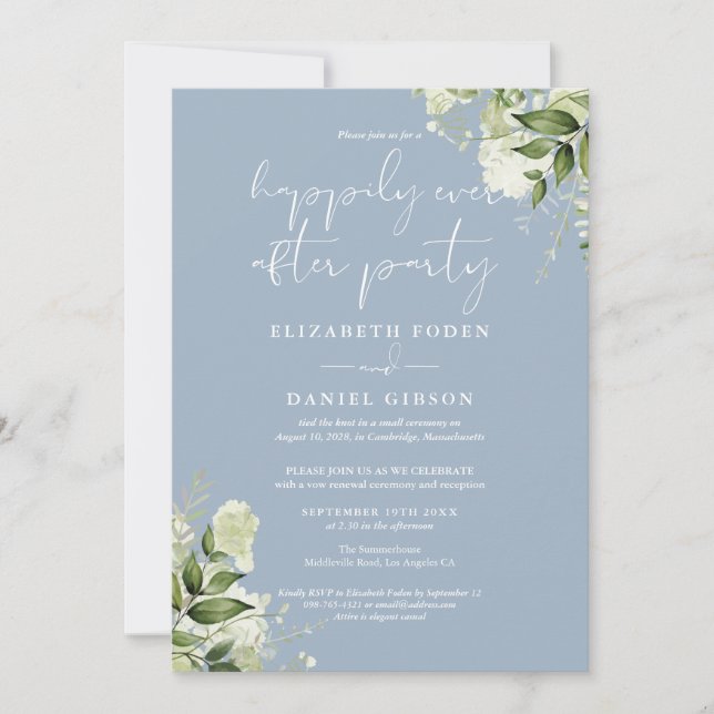 Greenery Happily Ever After Party Wedding Vows Invitation (Front)