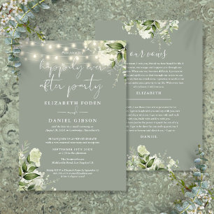 Greenery Happily Ever After Party Wedding Vows Invitation