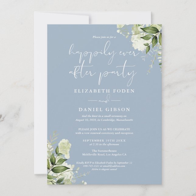 Greenery Happily Ever After Party Wedding Vows Invitation (Front)