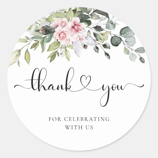 Greenery Herbal Bridal Shower Classic Round Classi Sticker (Front)