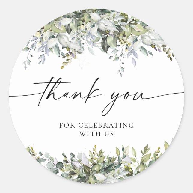 Greenery Herbal Bridal Shower Classic Round Sticker (Front)