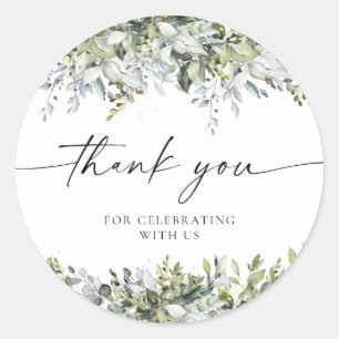 Greenery Herbal Bridal Shower Classic Round Sticker