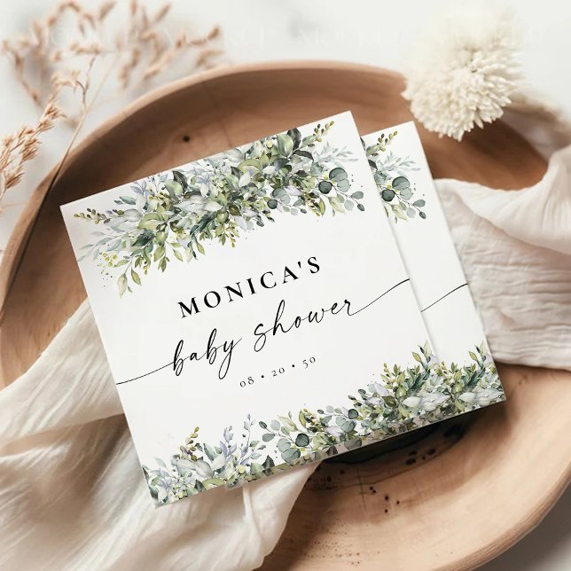 Greenery Herbal Bridal Shower  Square Paper Coaster (Creator Uploaded)