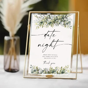 Greenery Herbal Date Night Ideas Sign