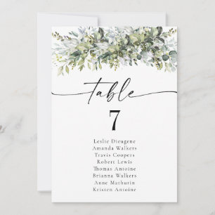 Greenery Herbal Table Number Seating Chart