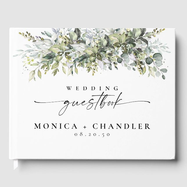 Greenery Herbal Wedding Guest Book (Front)