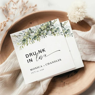 Greenery Herbal Wedding Square Paper Coaster
