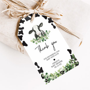 Greenery Holy Cow Baby Shower Favour Tags