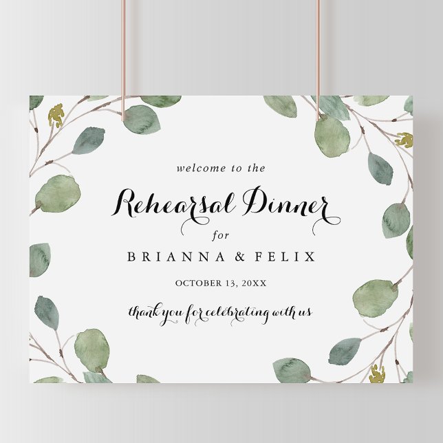 Greenery Horizontal Rehearsal Dinner Welcome Sign (Creator Uploaded)