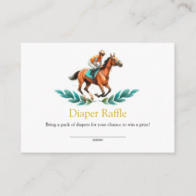 Greenery Horse Baby Shower Diaper Raffle cards (Front)