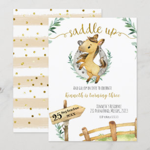 Greenery Horse Saddle Up Birthday Invitation