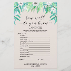 Greenery "How Well Do You Know The Bride" Game