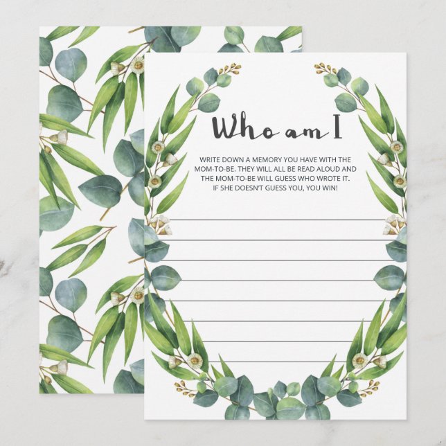 Greenery Icebreaker Game for Baby Shower (Front/Back)