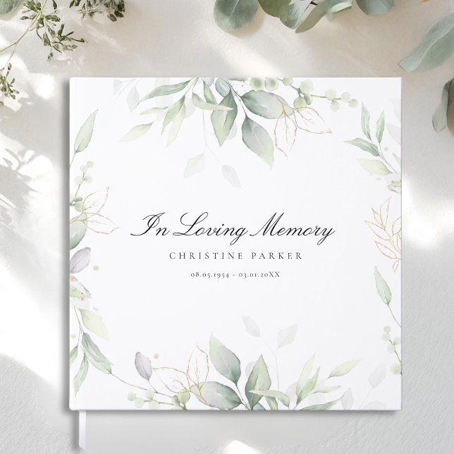 Greenery "In Loving Memory"  Funeral Guest Book (Greenery "In Loving Memory" Funeral Guest Book)