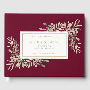 Greenery In Loving Memory Memorial Funeral  Guest Book