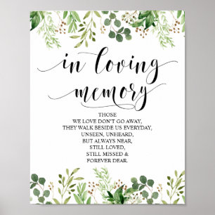 Greenery In Loving Memory Memorial Sign