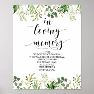 Greenery In Loving Memory Memorial Sign