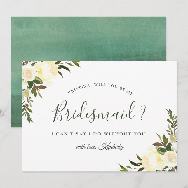 Greenery Ivory Bridesmaid Proposal Invitation (Front/Back)