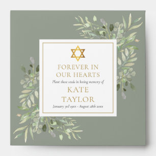 Greenery Jewish Funeral Memorial Seed Packet Envelope