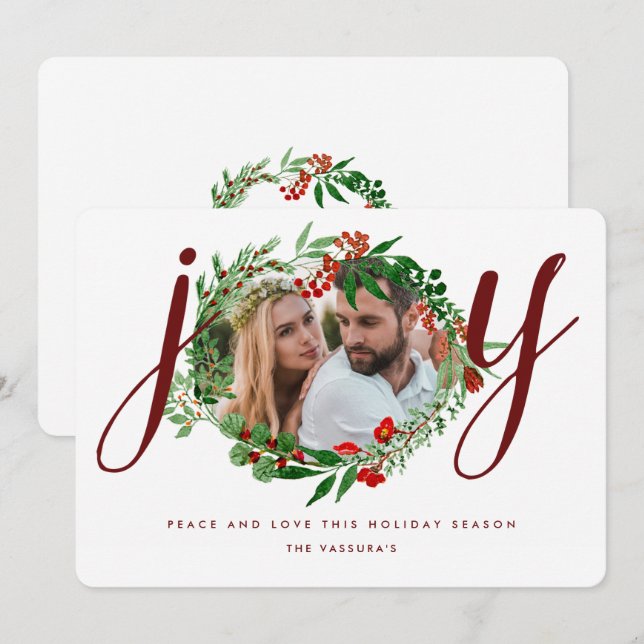 Greenery Joy Photo Holiday Card (Front/Back)
